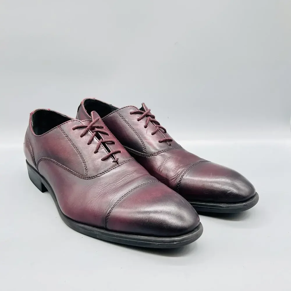 Nordstrom Shoes Mens 12 Red Leather Ortholite Cap Toe Oxford Dress Comfort